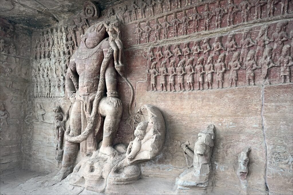 Chandragupta II Vikramaditya: The King who Became a Legend The Varaha relief at Udayagiri, closely tied to the imperial setting of Chandragupta II’s reign.