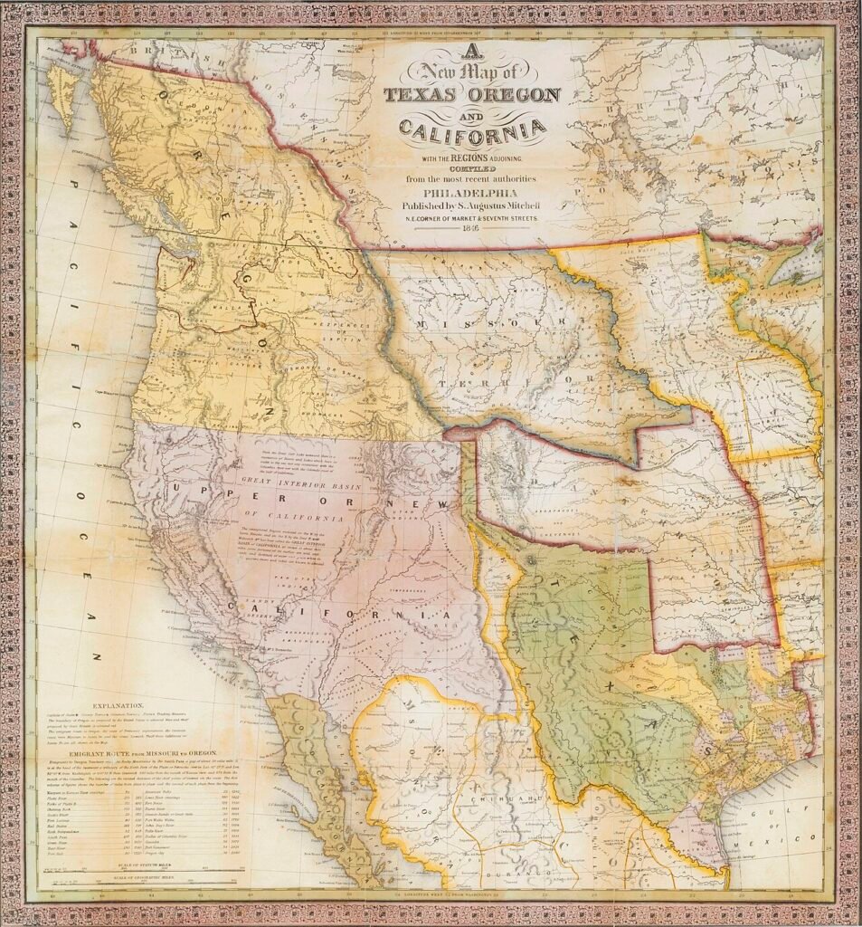 Mitchell A New Map of Texas, Oregon, and California 1846 UTA.jpg — related to The Man Who Stopped a Winning Fight