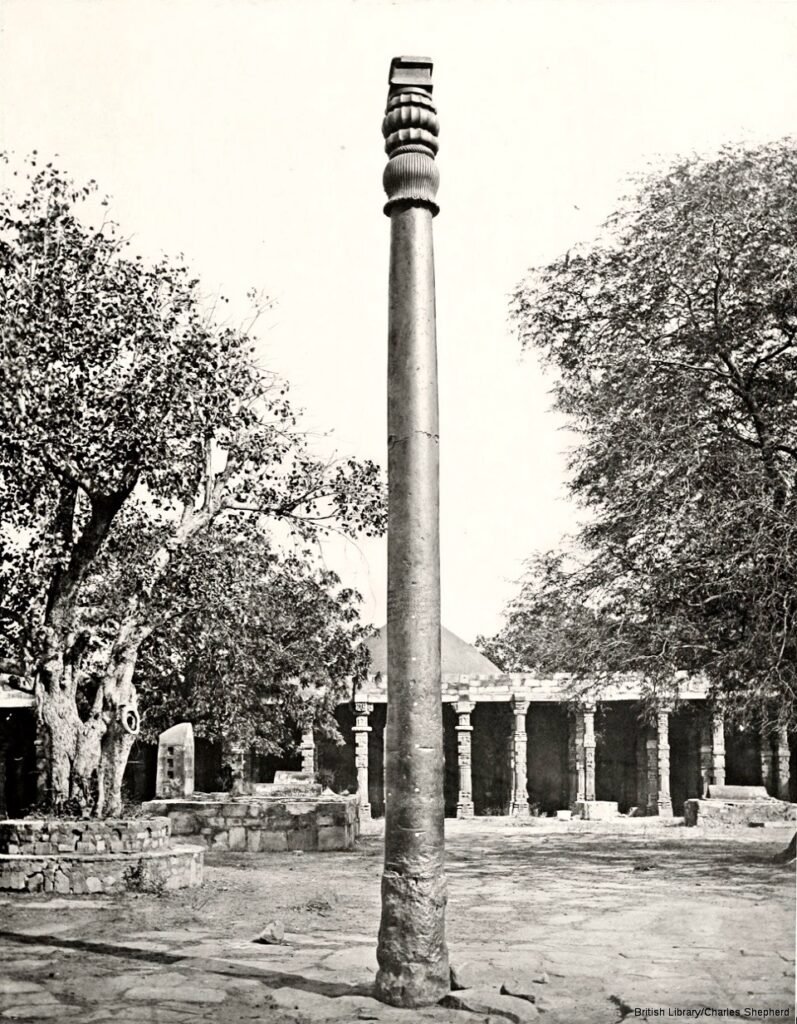 The layered architectural landscape of the Qutb complex in Delhi.