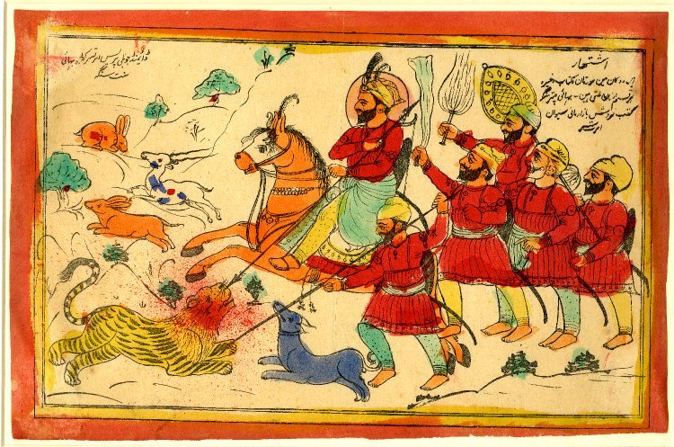 A traditional depiction of the Panj Pyare, the first five initiated members of the Khalsa.
