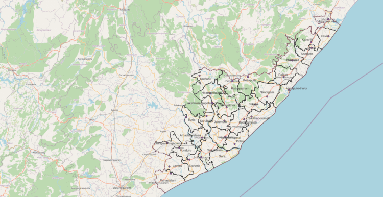 Satellite Map of Srikakulam District