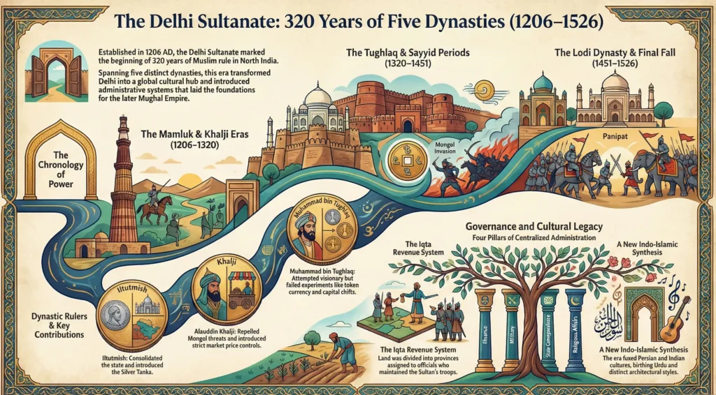 Establishment of the Delhi Sultanate: From Slave Kings to the Lodis