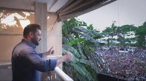 Bhaijan in his residence with fans