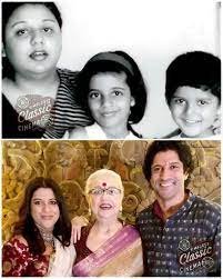 Farhan with mother and sister Zoya Akhter