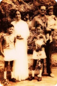 Guru Dutt with three children & wife