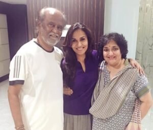 Rajinikanth with wife and daughter