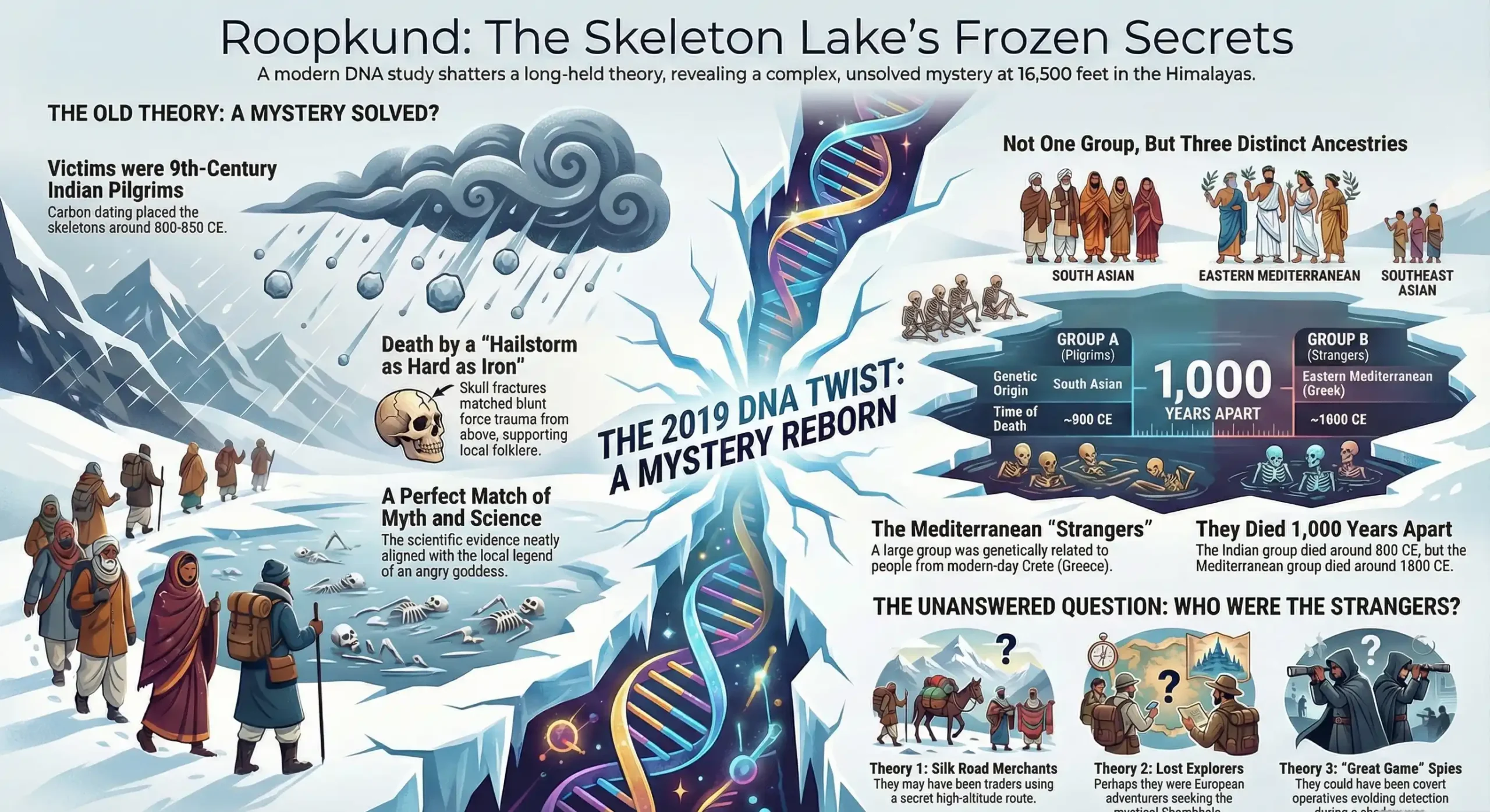 The Roopkund Skeleton Lake Mystery