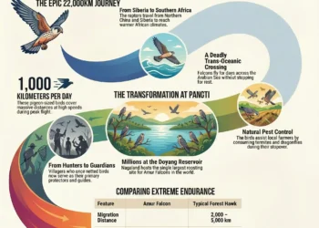 The 22000 Kilometer Journey of the Amur Falcons of Pangti