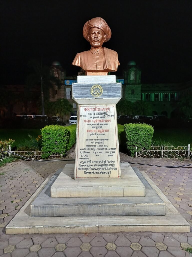 Bust of Jyotiba Phule at College of Agriculture, Pune illuminated.jpg — related to The Boy Who Read Too Much