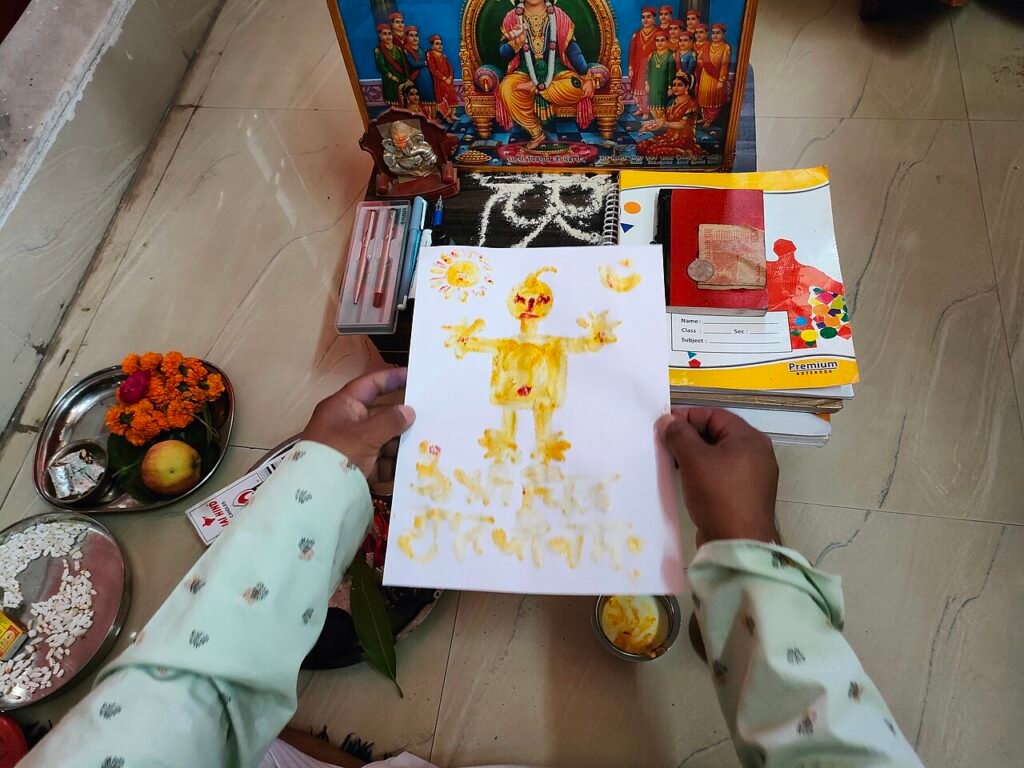 Bhai Dooj: How Yama and Yamuna Became a Festival of Siblings Chitragupta Bhagwan pooja on the ocassion of bhaidooj 01.jpg — related to How the Sibling Bond of Yama and Yamuna Created Bhai Dooj