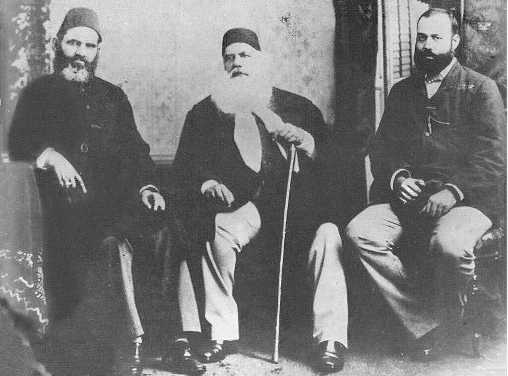 Mohsinul Mulk, Syed Ahmad Khan and Syed Mahmood.jpg — related to The Man Who Read the Ruins