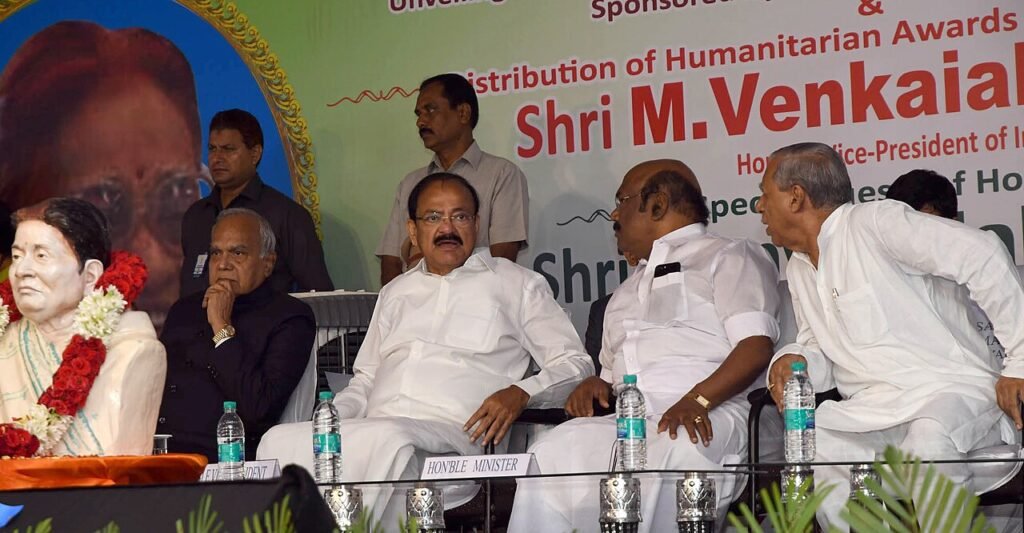 M. Venkaiah Naidu at an event to rededicate Thakkar Bapa Vidyalaya, unveiling the renovated Statue of Thakkar Bapa and unveil the plaque for pile foundation of Didi Nirmala Deshpande Nilayam, in Chennai.jpg — related to The Engineer Who Walked Into the Forest