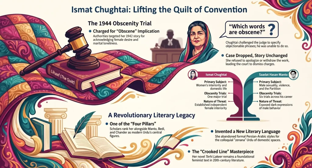 Why Ismat Chughtai Faced a Trial for Her Fearless Storytelling Ismat Chughtai