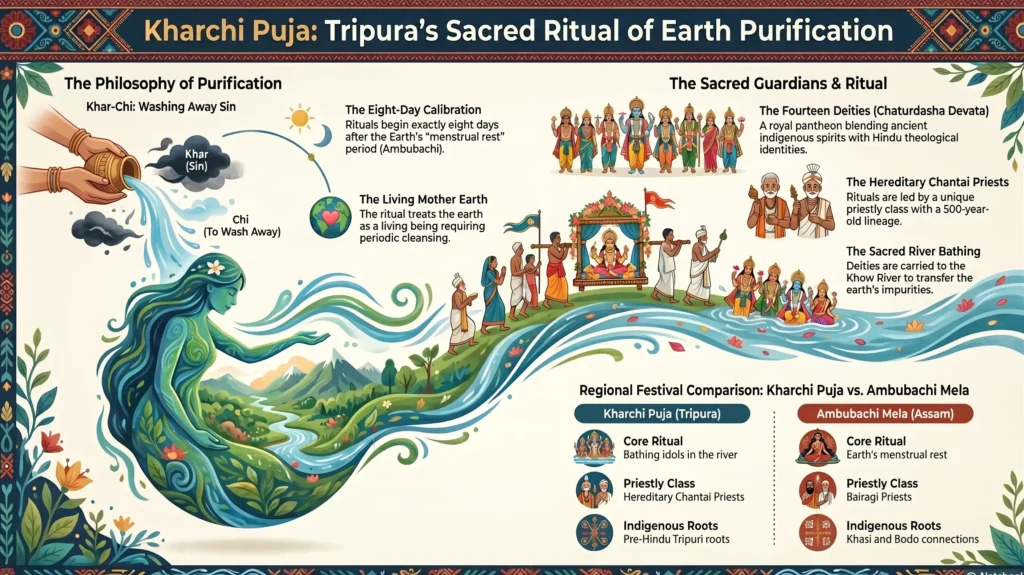 Kharchi Puja: Where Fourteen Deities Cleanse the Soul of Tripura Kharchi Puja