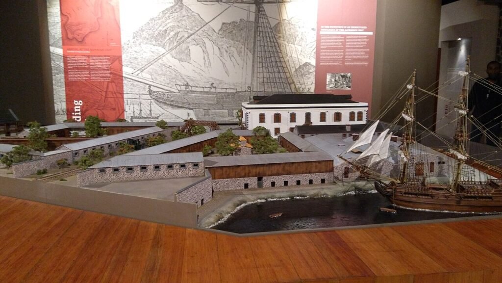 Museum model at the Aapravasi Ghat site in Mauritius.