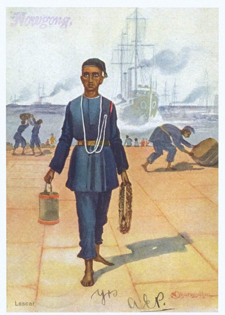 The Indian Sailors Who Reached Britain but Couldn't Get Home Early twentieth-century colour postcard illustrating a lascar sailor.