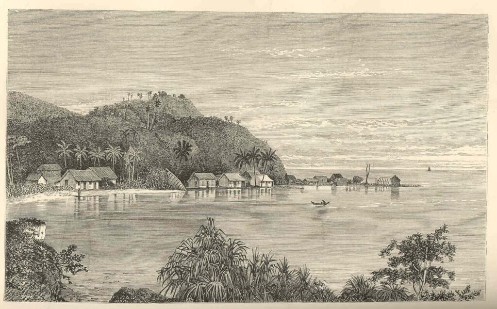 Historical view of Levuka, Fiji, dated 1873.