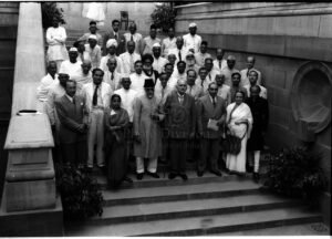 On This Day in India Maulana Abul Kalam Azad with Sir Usha Nath Sen and others, New Delhi, 1950