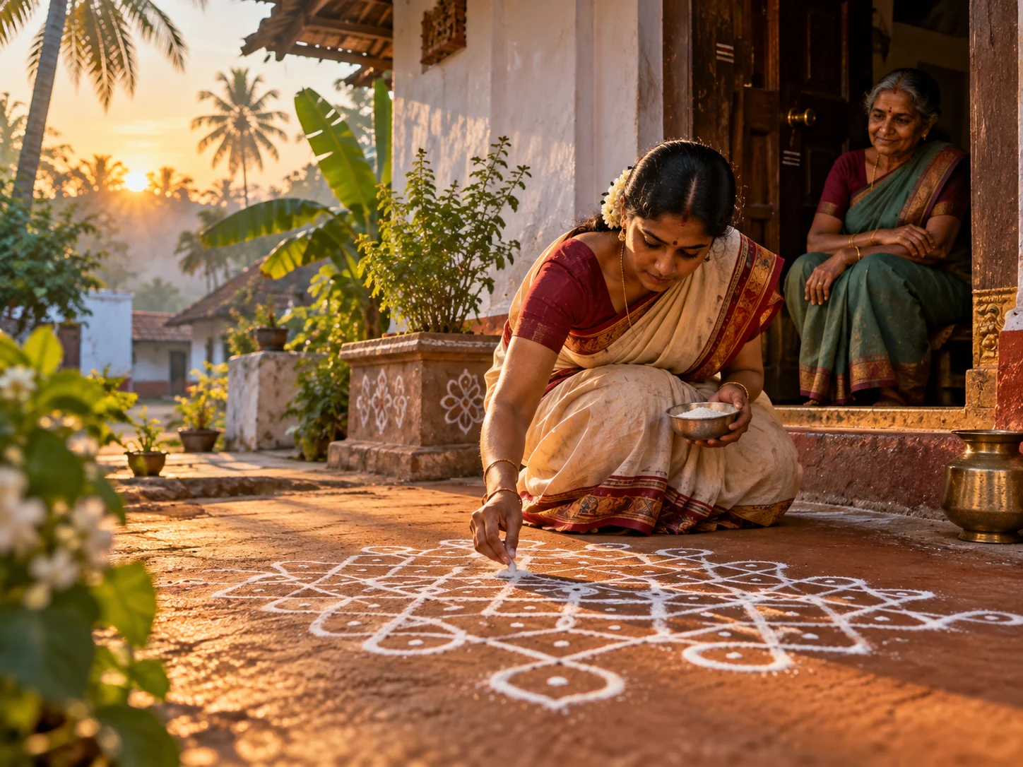 The Daily Kolam Floor Art That Guards the South Indian Home